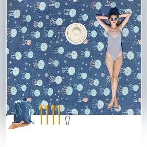Blue Jellyfish Beach Blanket